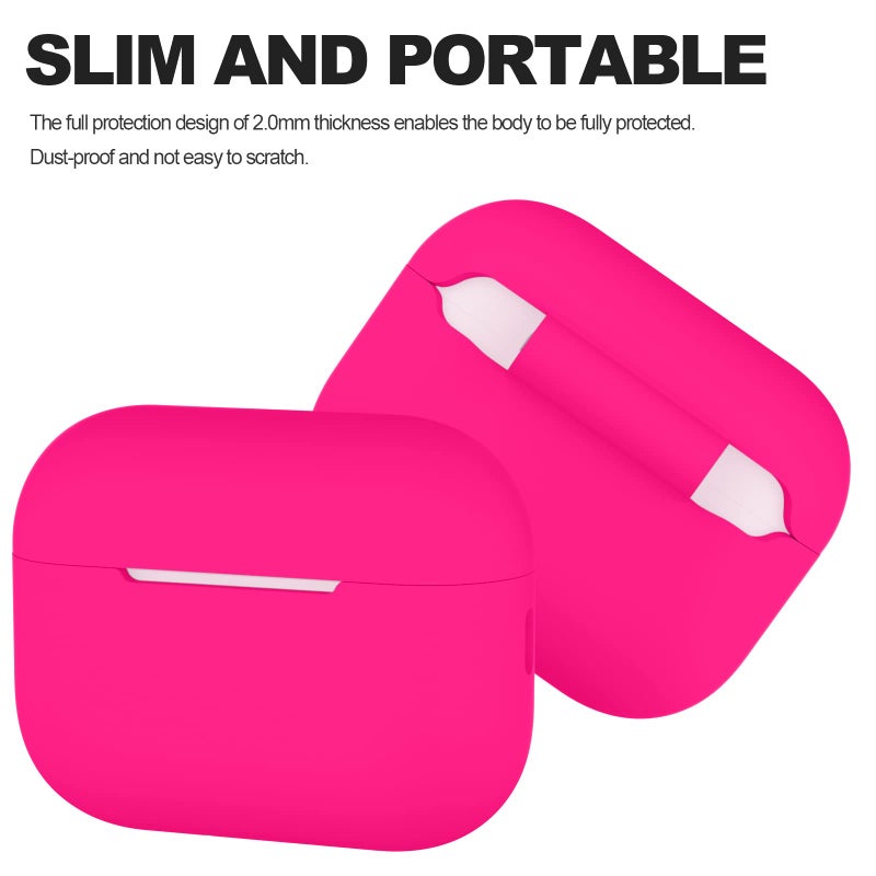 ATUAT for AirPods Pro 2nd Generation Case Cover(2022), Protective Soft Silicone Skin Accessories for Men Women Boys Girls for Apple AirPods Pro Gen 2, Front LED Visible-Hot Pink - Image 2